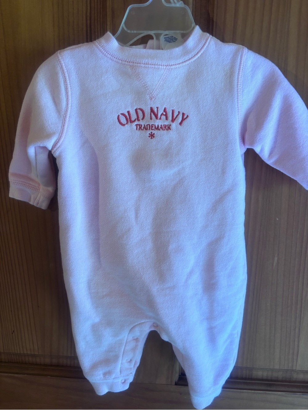 Vintage Old Navy Light Pink Infant One-Piece Footie with Embroidered Logo